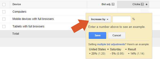 Decreasing Mobile Bid Adjustment in Adwords